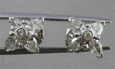 ANTIQUE 1.13CT DIAMOND PEAR CLUSTER 14K WHITE GOLD EARRINGS PEAR & ROUNDS #17126