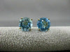 ANTIQUE LARGE 4.0CT AAA BLUE TOPAZ 14KT YELLOW GOLD STUD EARRINGS STUNNING 22625