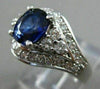 ANTIQUE WIDE 2.19CT DIAMOND & AAA SAPPHIRE 14K WHITE GOLD ENGAGEMENT RING #18361