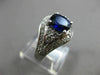 ANTIQUE WIDE 2.19CT DIAMOND & AAA SAPPHIRE 14K WHITE GOLD ENGAGEMENT RING #18361