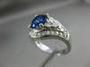 ANTIQUE WIDE 2.19CT DIAMOND & AAA SAPPHIRE 14K WHITE GOLD ENGAGEMENT RING #18361
