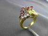 ANTIQUE .76CT OLD MINE DIAMOND & RUBY 18K TWO TONE GOLD COCKTAIL FUN RING #19257