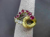 ANTIQUE .76CT OLD MINE DIAMOND & RUBY 18K TWO TONE GOLD COCKTAIL FUN RING #19257
