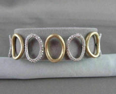 ANTIQUE 2.73CTW WIDE 14KT DIAMOND LINK CIRCULAR WHITE & YELLOW GOLD BRACELET