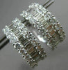 ESTATE WIDE 3.65CT ROUND & BAGUETTE DIAMOND 18KT WHITE GOLD 3D HUGGIE EARRINGS