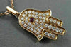 ANTIQUE .62CT DIAMOND & AAA RUBY 18K ROSE GOLD FLOATING HAMSA LUCKY HAND PENDANT