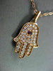 ANTIQUE .62CT DIAMOND & AAA RUBY 18K ROSE GOLD FLOATING HAMSA LUCKY HAND PENDANT
