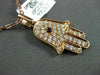 ANTIQUE .62CT DIAMOND & AAA RUBY 18K ROSE GOLD FLOATING HAMSA LUCKY HAND PENDANT