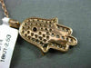 ANTIQUE .62CT DIAMOND & AAA RUBY 18K ROSE GOLD FLOATING HAMSA LUCKY HAND PENDANT