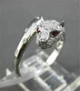 ANTIQUE .71CT DIAMOND & AAA RUBY 18KT WHITE GOLD ETOILE HANDCRAFTED PANTHER RING