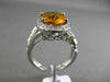 ANTIQUE LARGE 3.52CTW DIAMOND & AAA CITRINE 14KT WHITE GOLD FLORAL FILIGREE RING