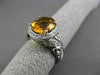 ANTIQUE LARGE 3.52CTW DIAMOND & AAA CITRINE 14KT WHITE GOLD FLORAL FILIGREE RING