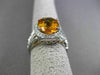 ANTIQUE LARGE 3.52CTW DIAMOND & AAA CITRINE 14KT WHITE GOLD FLORAL FILIGREE RING
