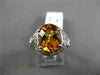 ANTIQUE LARGE 3.52CTW DIAMOND & AAA CITRINE 14KT WHITE GOLD FLORAL FILIGREE RING