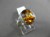 ANTIQUE LARGE 3.52CTW DIAMOND & AAA CITRINE 14KT WHITE GOLD FLORAL FILIGREE RING