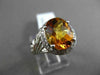 ANTIQUE LARGE 3.52CTW DIAMOND & AAA CITRINE 14KT WHITE GOLD FLORAL FILIGREE RING