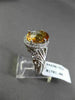 ANTIQUE LARGE 3.52CTW DIAMOND & AAA CITRINE 14KT WHITE GOLD FLORAL FILIGREE RING