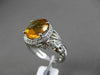 ANTIQUE LARGE 3.52CTW DIAMOND & AAA CITRINE 14KT WHITE GOLD FLORAL FILIGREE RING