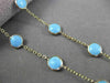 ANTIQUE EXTRA LONG 14KT YELLOW GOLD ROUND TURQUOISE BY THE YARD 3D NECKLACE