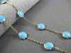 ANTIQUE EXTRA LONG 14KT YELLOW GOLD ROUND TURQUOISE BY THE YARD 3D NECKLACE
