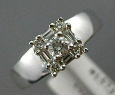 .32CT ROUND & BAGUETTE DIAMOND 14KT WHITE GOLD SQUARE FRIENDSHIP LOVE RING #1573