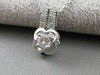 ANTIQUE .48CTW DIAMOND SOLITARE 14KT WHITE GOLD SLIDE PENDANT + CHAIN VVS #15021