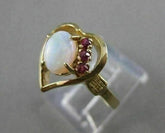 ESTATE AAA OPAL RUBY 14K YELLOW GOLD OPEN HEART COCKTAIL CLUSTER RING 13MM #4014