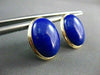 ANTIQUE LARGE AAA OVAL LAPIS 14KT YELLOW GOLD EARRINGS W/ CLIPS BEAUTIFUL #22108