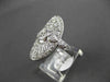 ANTIQUE LARGE 1.10CT DIAMOND 14KT WHITE GOLD FILIGREE OVAL FLORAL COCKTAIL RING