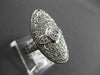 ANTIQUE LARGE 1.10CT DIAMOND 14KT WHITE GOLD FILIGREE OVAL FLORAL COCKTAIL RING