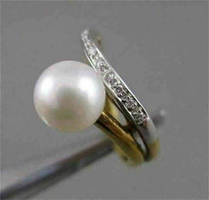 ANTIQUE DIAMOND 8MM SOUTH SEA PEARL 18KT W YELLOW GOLD SWIRL COCKTAIL RING #1012