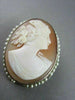 ANTIQUE 14K WHITE HAND CARVED LADY SHELL CAMEO W/ SOUTH SEA PEARLS PENDANT #2093
