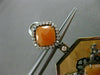 ANTIQUE .67CT DIAMOND & ORANGE AVENTURINE 18KT TRI COLOR GOLD FILIGREE EARRINGS