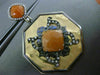 ANTIQUE .67CT DIAMOND & ORANGE AVENTURINE 18KT TRI COLOR GOLD FILIGREE EARRINGS