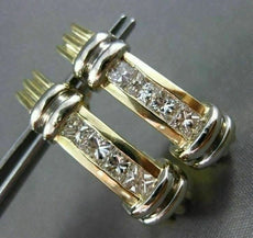 ESTATE .85CT DIAMOND 14K W &Y GOLD PRINCESS UMBRELLA HANGING EARRINGS 22mm #5415