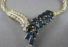 ANTIQUE 3.30CTW DIAMOND SAPPHIRE 14KT YELLOW GOLD V SHAPE NECKLACE 19.50" #6083