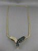 ANTIQUE 3.30CTW DIAMOND SAPPHIRE 14KT YELLOW GOLD V SHAPE NECKLACE 19.50" #6083