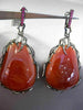 ANTIQUE MASSIVE 71.2CT DIAMOND SAPPHIRE AGATE 14K BLACK GOLD 3D HANGING EARRINGS