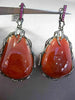 ANTIQUE MASSIVE 71.2CT DIAMOND SAPPHIRE AGATE 14K BLACK GOLD 3D HANGING EARRINGS