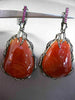 ANTIQUE MASSIVE 71.2CT DIAMOND SAPPHIRE AGATE 14K BLACK GOLD 3D HANGING EARRINGS