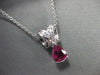 ANTIQUE 1.11CT DIAMOND & RUBY 14K WHITE GOLD PEAR SHAPE PENDANT STUNNING! #18421