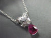 ANTIQUE 1.11CT DIAMOND & RUBY 14K WHITE GOLD PEAR SHAPE PENDANT STUNNING! #18421
