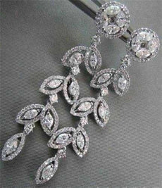 ANTIQUE 4.76CT DIAMOND MARQUISE & ROUND 14KT WHITE GOLD LEAF DROP EARRINGS 21686