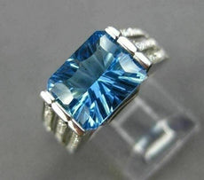 ANTIQUE LARGE 3.76CT DIAMOND AAA BLUE TOPAZ 14K WHITE GOLD ENGAGEMENT RING 27638