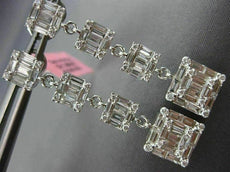 LARGE 2.38CT ROUND & BAGUETTE DIAMOND 18K WHITE GOLD 3D JOURNEY HANGING EARRINGS