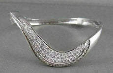 ANTIQUE 5.25CTW WIDE 14KT WHITE GOLD WAVY DIAMOND BANGLE BRACELET AMAZING!!!!!!
