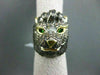 ANTIQUE LARGE 2.39CT COLOR DIAMOND & EMERALD 18KT YELLOW & BLACK GOLD LION RING