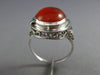 ANTIQUE 14KT WHITE GOLD HANDCRAFTED ORANGE BROWN AGATE OPEN FILIGREE RING #25394