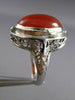 ANTIQUE 14KT WHITE GOLD HANDCRAFTED ORANGE BROWN AGATE OPEN FILIGREE RING #25394