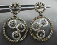 ESTATE LARGE 1.66CT DIAMOND 14K TWO TONE GOLD ETOILE CIRCULAR HANGING EARRINGS